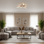 Lustra LED CHARM Eleganza cu telecomanda si cristal, 44W, Ø50cm, 3 Surse, Lumina Rece/Calda/Neutra, Dimabila, Auriu
