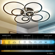 LED Chandelier with remote control BETTY 127W, 8 Circles, Cold/Warm/Neutral light, Dimmable, Black LED Chandeliers with Remote Control Default Title Alessandro Design