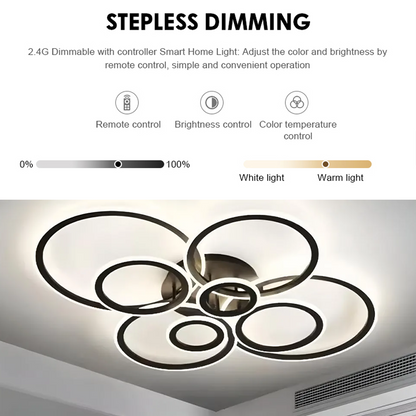 LED Chandelier with remote control BETTY 127W, 8 Circles, Cold/Warm/Neutral light, Dimmable, Black LED Chandeliers with Remote Control Default Title Alessandro Design