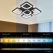 LED chandelier with remote control ZOE 65W, 5 Squares, Cold/Warm/Neutral light, Dimmable, Black LED chandeliers with remote control Default Title Alessandro Design