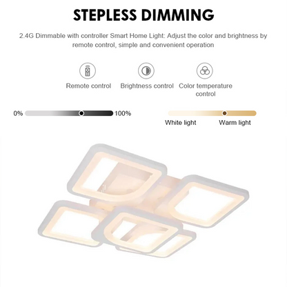 LED chandelier with remote control ZOE 70W, 5 Squares, Cold/Warm/Neutral light, Dimmable, White LED chandelier with remote control Default Title Alessandro Design