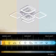 LED chandelier with remote control ZOE 70W, 5 Squares, Cold/Warm/Neutral light, Dimmable, White LED chandelier with remote control Default Title Alessandro Design
