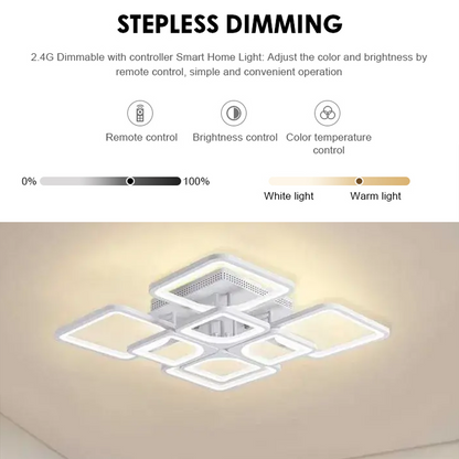 LED chandelier with remote control ZOE 138W, 8 Squares, Cold/Warm/Neutral light, Dimmable, White LED chandelier with remote control Default Title Alessandro Design