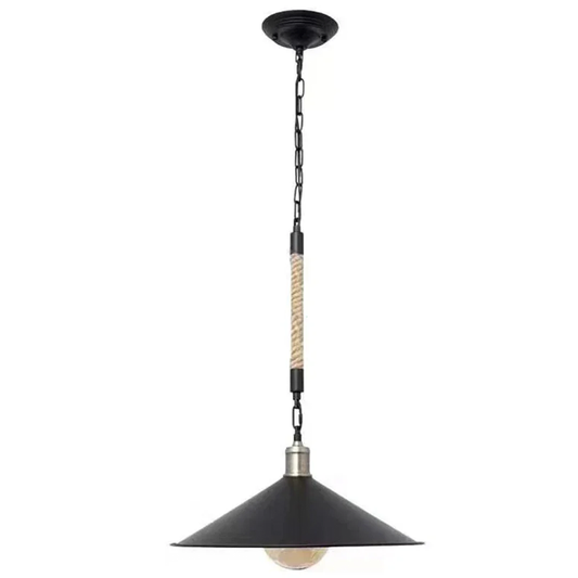 Lustra Franghie LV570/1BK, 1xE27, Diametru 26.5 cm, Inaltime 11 cm, IP20, Maro, Negru, Metal si Sfoara Lustre Vintage Default Title Alessandro Design