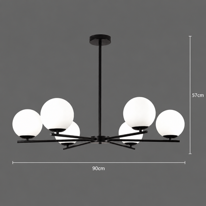 Lustra Clasica NUUK, 90x57cm, 6xE27, Metal si Plastic, Negru