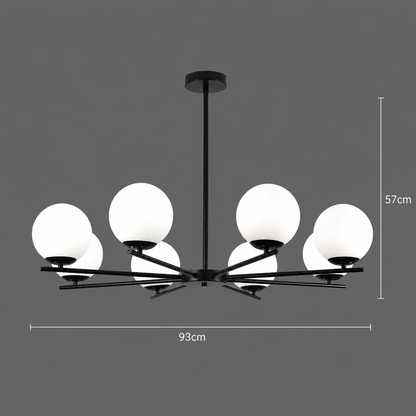 Lustra Clasica NUUK, 93x57cm, 8xE27, Metal si Plastic, Negru