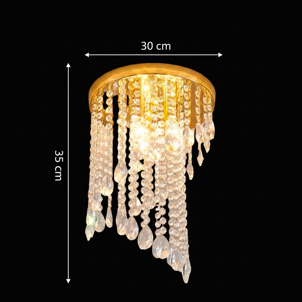 Lustra Cristal LINDERHOF Petito , Diametru 30cm, 2xE14, Auriu Lucios Lustre LED & Cristale Default Title Alessandro Design