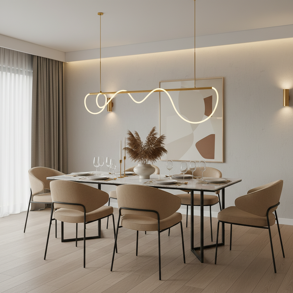DIVINO LED Chandelier with Flexible Silicone Tube - 62W, Adjustable Light, Gold Modern Chandeliers Default Title Alessandro Design