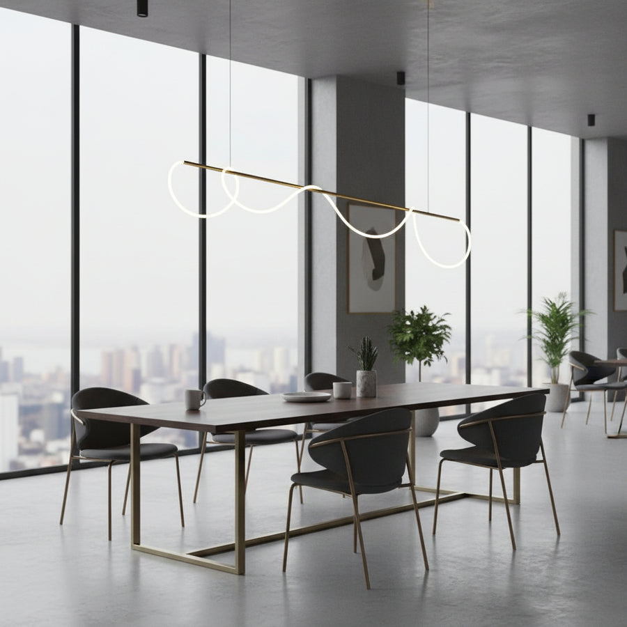 DIVINO LED Chandelier with Flexible Silicone Tube - 62W, Adjustable Light, Gold Modern Chandeliers Default Title Alessandro Design