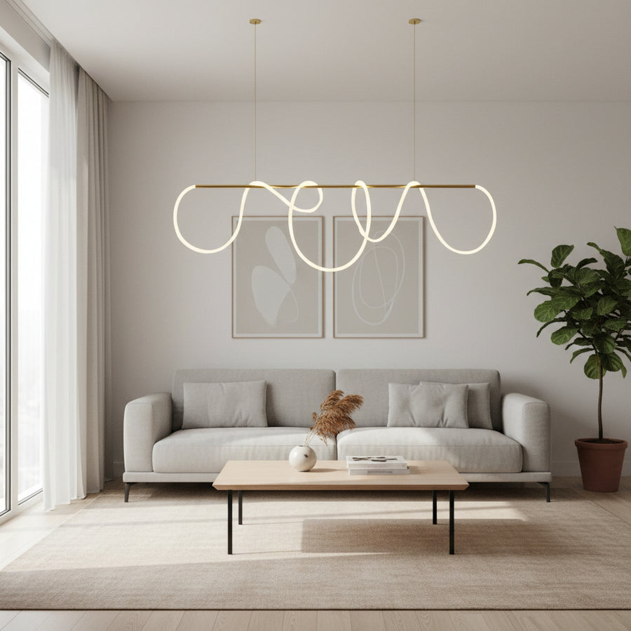 DIVINO LED Chandelier with Flexible Silicone Tube - 62W, Adjustable Light, Gold Modern Chandeliers Default Title Alessandro Design