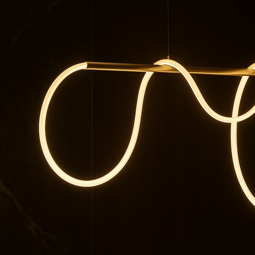 DIVINO LED Chandelier with Flexible Silicone Tube - 62W, Adjustable Light, Gold Modern Chandeliers Default Title Alessandro Design