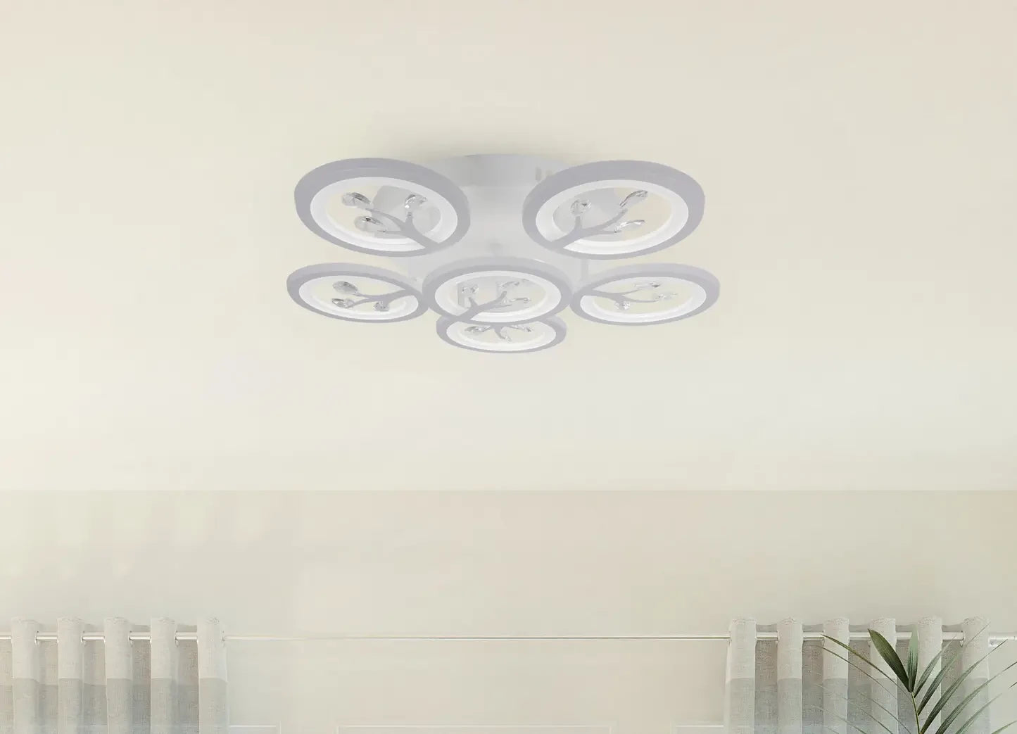 LED chandelier with remote control and crystal DAISY 78W, 6 Elements, Cold/Warm/Neutral light, Dimmable, White LED chandelier with remote control Default Title Alessandro Design