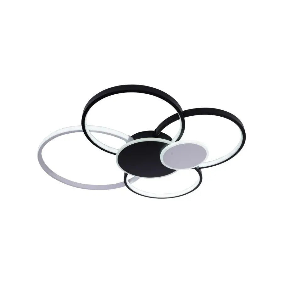 LED Chandelier with Remote Control, KILLIAN, 74W, 6 Circles, Cold/Warm/Neutral Light 3000K/4000K/6000K, Dimmable, Black and White, Metal and Acrylic LED Chandeliers with Remote Control Default Title Alessandro Design