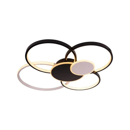 LED Chandelier with Remote Control, KILLIAN, 74W, 6 Circles, Cold/Warm/Neutral Light 3000K/4000K/6000K, Dimmable, Black and White, Metal and Acrylic LED Chandeliers with Remote Control Default Title Alessandro Design