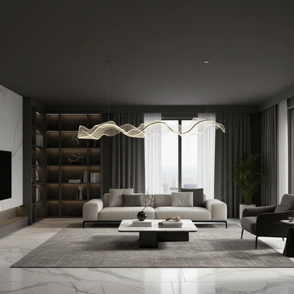 LED Chandelier with Remote Control, Suspended AMI 63W, Linear, Cold/Warm/Neutral light, Gold, Height Adjustable LED Chandeliers with Remote Control Default Title Alessandro Design