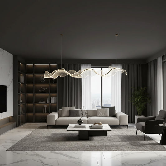 LED Chandelier with Remote Control, Suspended AMI 63W, Linear, Cold/Warm/Neutral light, Gold, Height Adjustable LED Chandeliers with Remote Control Default Title Alessandro Design