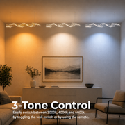 LED Chandelier with Remote Control, Suspended AMI 63W, Linear, Cold/Warm/Neutral light, Gold, Adjustable Height