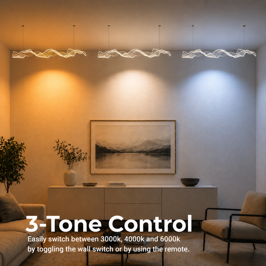 LED Chandelier with Remote Control, Suspended AMI 63W, Linear, Cold/Warm/Neutral light, Gold, Adjustable Height