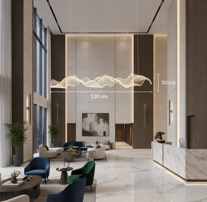 LED Chandelier with Remote Control, Suspended AMI 63W, Linear, Cold/Warm/Neutral light, Gold, Adjustable Height