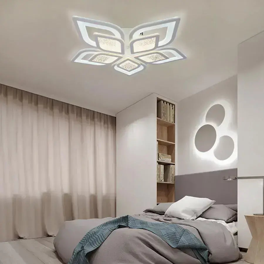 LED chandelier with remote control DALIA 170W, 5 Petals, Cold/Warm/Neutral light, Dimmable, White LED chandelier with remote control Default Title Alessandro Design