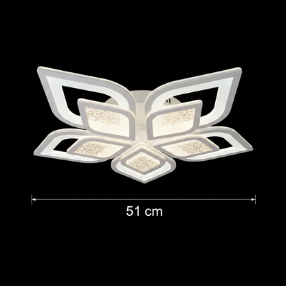 LED chandelier with remote control DALIA 96W, 5 Petals, Cold/Warm/Neutral light, Dimmable, White