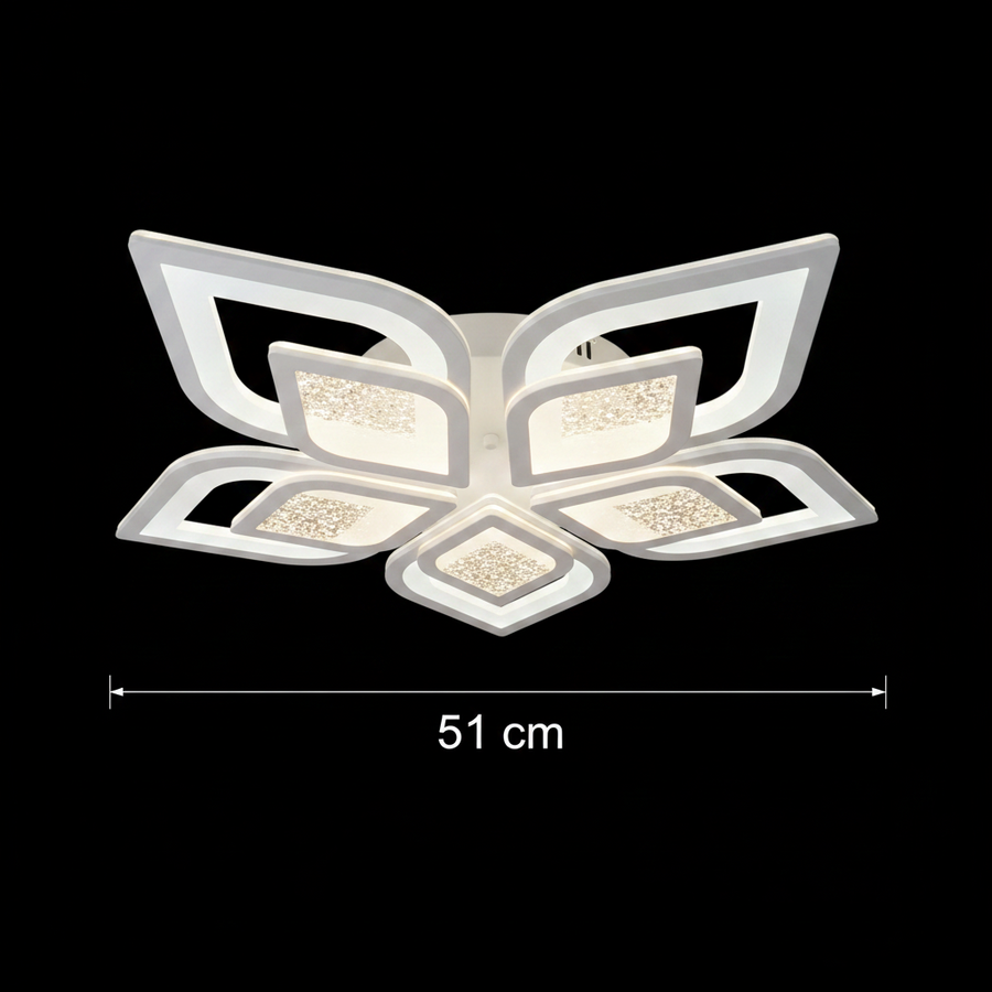 LED chandelier with remote control DALIA 96W, 5 Petals, Cold/Warm/Neutral light, Dimmable, White
