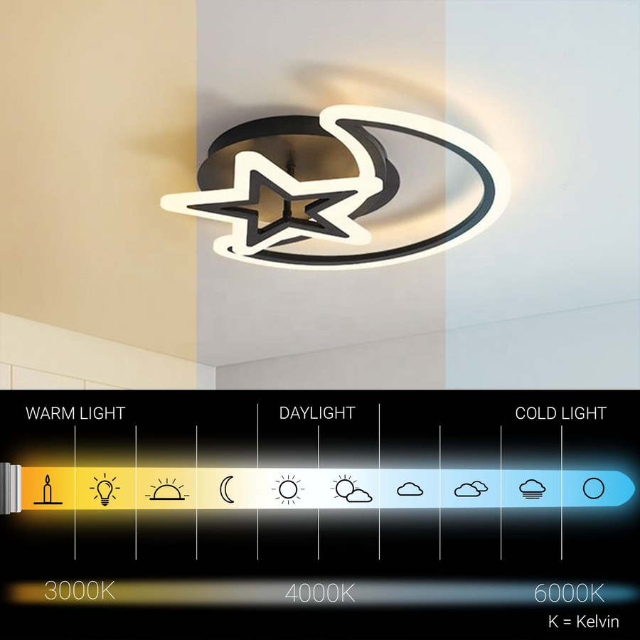 LED chandelier with remote control MOON AND STAR 59W, 2 Elements, Cold/Warm/Neutral light, Dimmable, Black LED chandeliers with remote control Default Title Alessandro Design