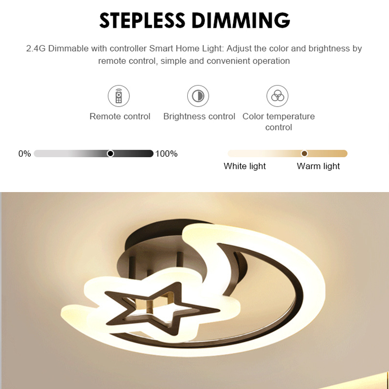 LED chandelier with remote control MOON AND STAR 59W, 2 Elements, Cold/Warm/Neutral light, Dimmable, Black LED chandeliers with remote control Default Title Alessandro Design