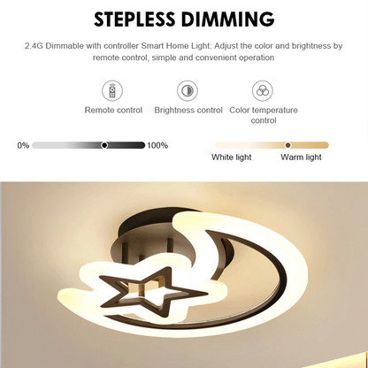 LED chandelier with remote control MOON AND STAR 59W, 2 Elements, Cold/Warm/Neutral light, Dimmable, Black LED chandeliers with remote control Default Title Alessandro Design