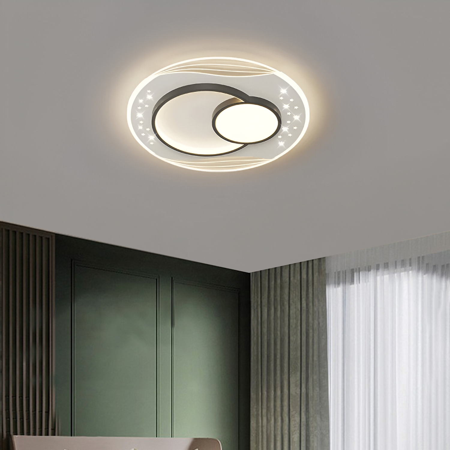 Lustra LED cu telecomanda SERPENTA 51W, Rotunda, lumina Rece/Calda/Neutra, Dimabila, Negru Lustre LED cu Telecomanda Default Title Alessandro Design