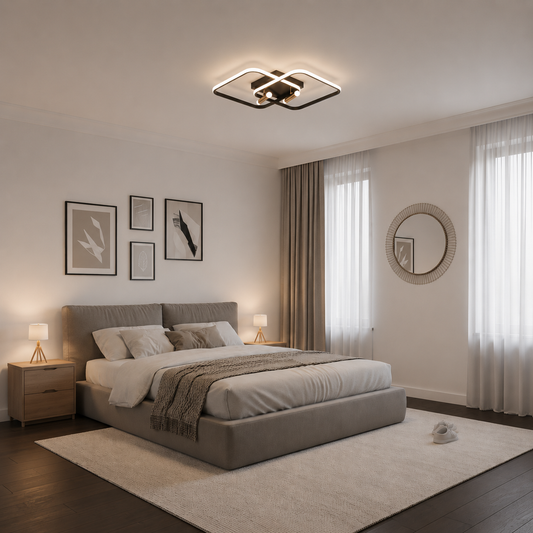 Lustra LED cu telecomanda SOLA, 2 surse, 3000K/4000K/6000K, 108W, Metal și Silicon, Negru
