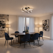 Lustra LED cu telecomanda TRANBERG, 3 surse(2negre+1auriu), 3000K/4000K/6000K, 152W, Metal și Plastic, Negru