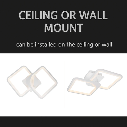 LED chandelier with remote control ZOE 41W, 2 Squares, Cold/Warm/Neutral light, Dimmable, White LED chandelier with remote control Default Title Alessandro Design