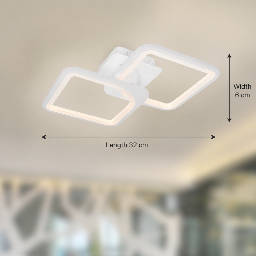 LED chandelier with remote control ZOE 41W, 2 Squares, Cold/Warm/Neutral light, Dimmable, White LED chandelier with remote control Default Title Alessandro Design