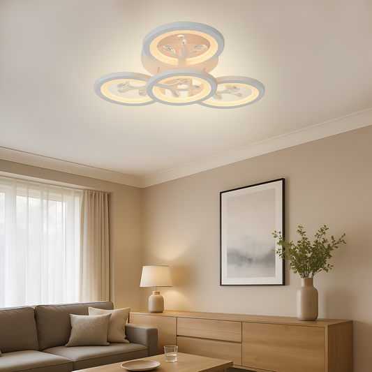 LED chandelier with remote control and crystal DAISY 53W, 4 Elements, Cold/Warm/Neutral light, Dimmable, White LED chandelier with remote control Default Title Alessandro Design