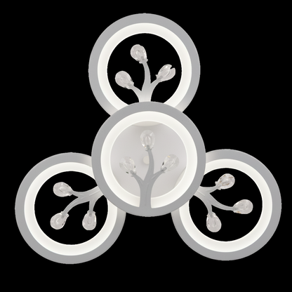 LED chandelier with remote control and crystal DAISY 53W, 4 Elements, Cold/Warm/Neutral light, Dimmable, White
