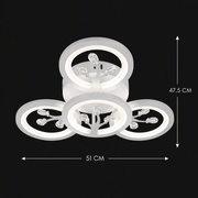 LED chandelier with remote control and crystal DAISY 53W, 4 Elements, Cold/Warm/Neutral light, Dimmable, White
