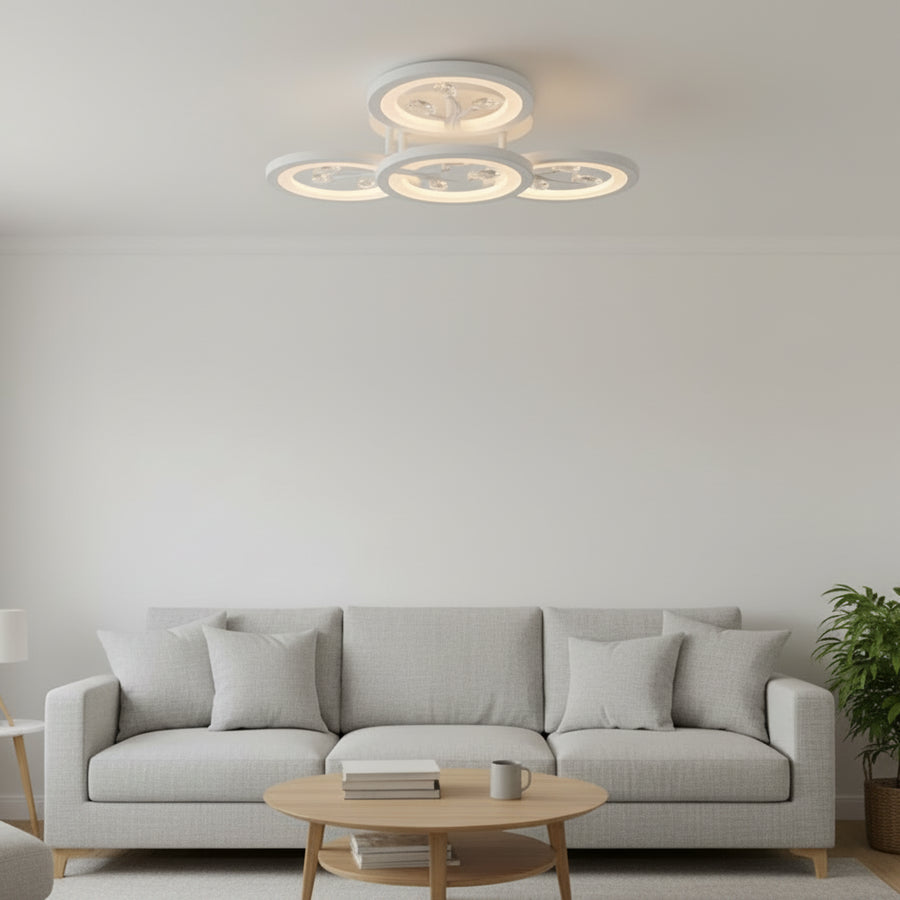 LED chandelier with remote control and crystal DAISY 53W, 4 Elements, Cold/Warm/Neutral light, Dimmable, White LED chandelier with remote control Default Title Alessandro Design