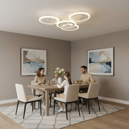 LED chandelier with remote control and crystal DAISY 53W, 4 Elements, Cold/Warm/Neutral light, Dimmable, White LED chandelier with remote control Default Title Alessandro Design