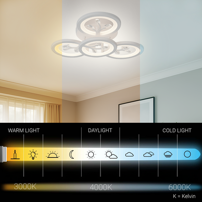 LED chandelier with remote control and crystal DAISY 53W, 4 Elements, Cold/Warm/Neutral light, Dimmable, White LED chandelier with remote control Default Title Alessandro Design