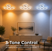 LED chandelier with remote control and crystal DAISY 53W, 4 Elements, Cold/Warm/Neutral light, Dimmable, White