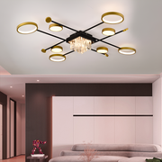Lustra LED cu telecomanda si cristal GUIDA 46W, 8 Elemente, lumina Rece/Calda/Neutra, Dimabila, Negru Auriu Lustre LED cu Telecomanda Default Title Alessandro Design