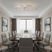 LED chandelier with remote control and crystal NOVA ROTONDA RGB 144W, 6 Circles, Cold/Warm/Neutral light, Dimmable, Shiny Chrome LED Chandeliers & Crystals Default Title Alessandro Design