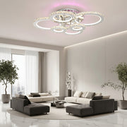 LED chandelier with remote control and crystal NOVA ROTONDA RGB 144W, 6 Circles, Cold/Warm/Neutral light, Dimmable, Shiny Chrome LED Chandeliers & Crystals Default Title Alessandro Design