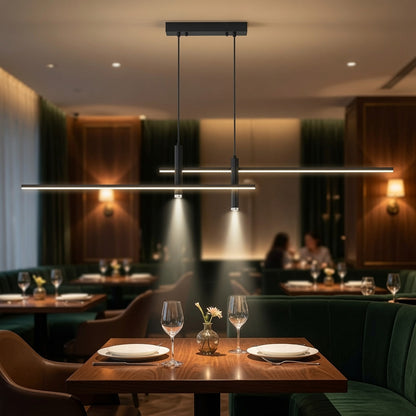 Hanging LED chandelier RINA 50W, Linear, Cold/Warm/Neutral light, Black, Adjustable height