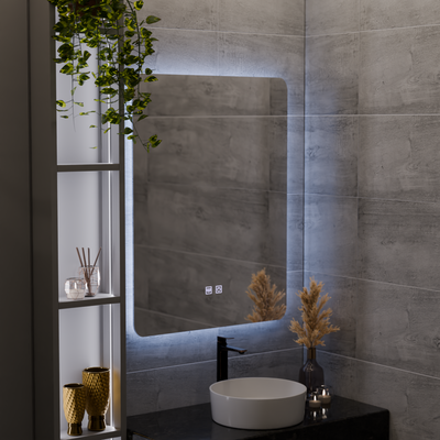 ARTEA Touch Rectangular LED Mirror, 60X80cm, Demist System, Dimmable, Cold Light 6000K