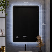 ARTEA Touch Rectangular LED Mirror, 60X80cm, Demist System, Dimmable, Cold Light 6000K