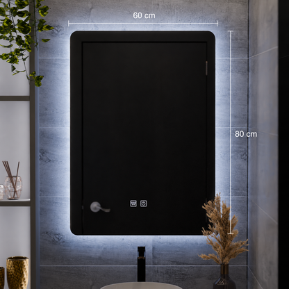 ARTEA Touch Rectangular LED Mirror, 60X80cm, Demist System, Dimmable, Cold Light 6000K