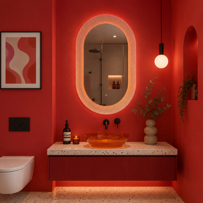 Giga LED mirror, 80x60cm, Silver, Touch, 6000K light