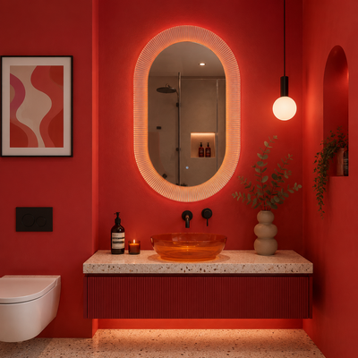 Giga LED mirror, 80x60cm, Silver, Touch, 6000K light